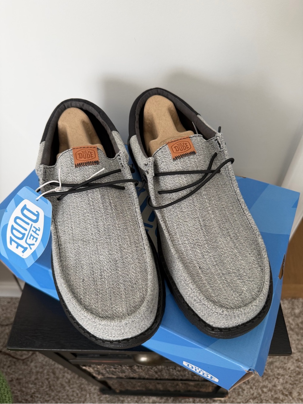 Hey Dude Men’s Wally Funk Nylon Craft Black/Grey Textile Slip-On Casual Loafers